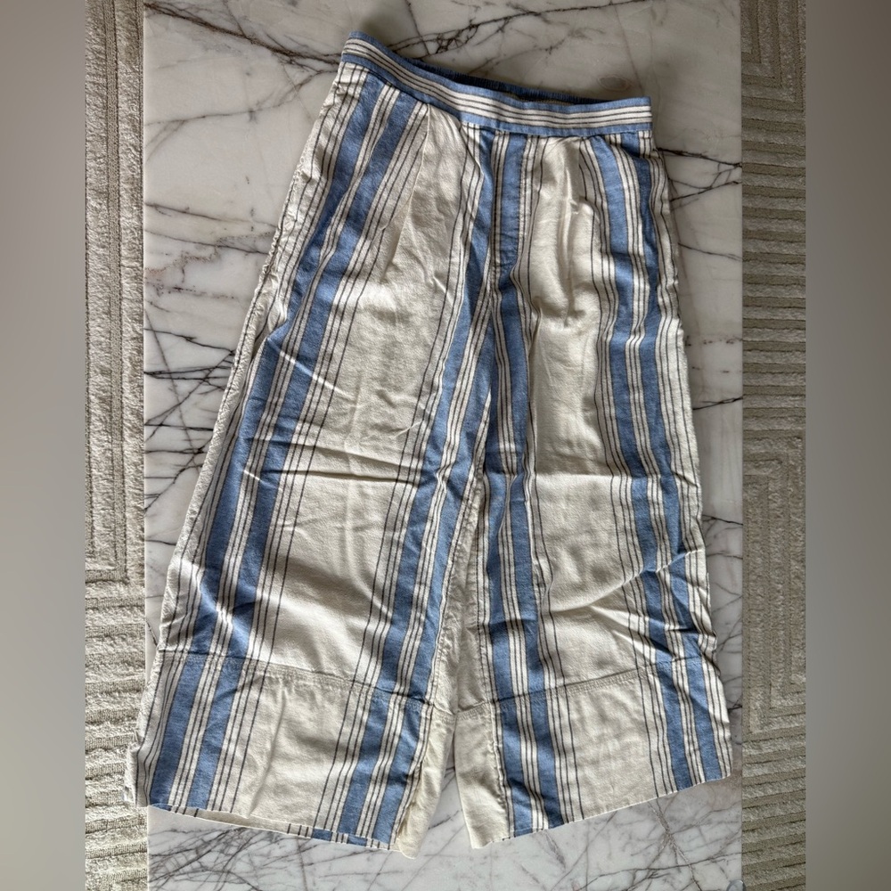 Banana republic Striped Blue and White Wide-Leg Pants